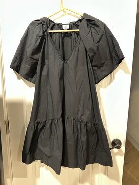 a new day Black Puff Sleeve V-Neck Dress